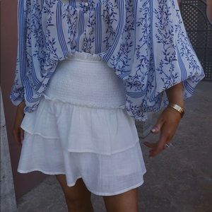 LORNA LUXE WHITE 'DORSET' FRILL MINI SKIRT